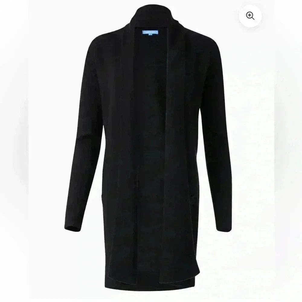 Burgess Travel Coat Black Open Front Cardigan Xs